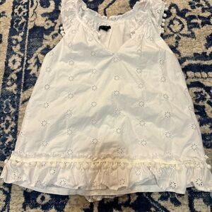 J. Crew White Eyelet Ruffle Top